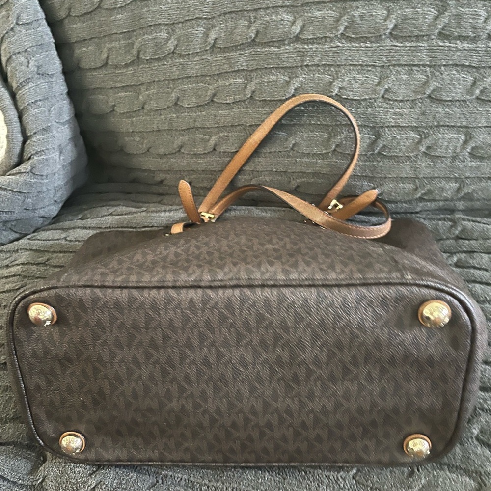 Michael Kors Dark Brown Tote with Tan Straps - Picture 2 of 4